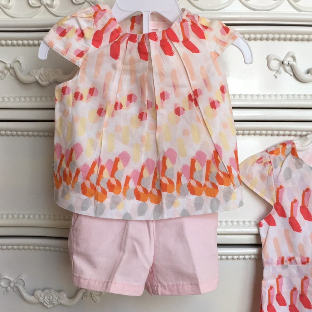 2pc JANIE AND JACK Short Set, 3-6m, POPPY - Picture 2 of 6